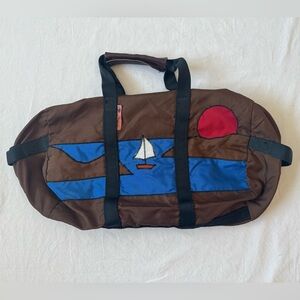 Brown and Blue Men's Small Duffel Bag with Nautical Design #gym